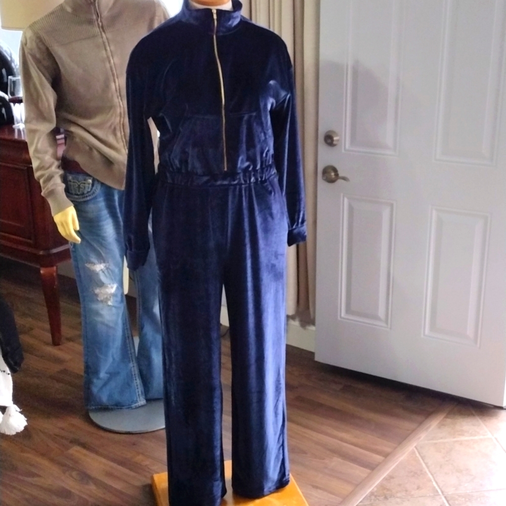 Fabletics Jumpsuit (Velvet, Navy blue)